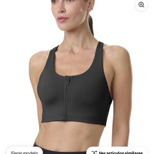 Avia Black Front-Zip High Support Sports Bra